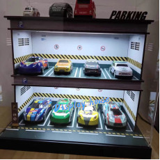 1:64車仔場景主題led燈趟門展示盒